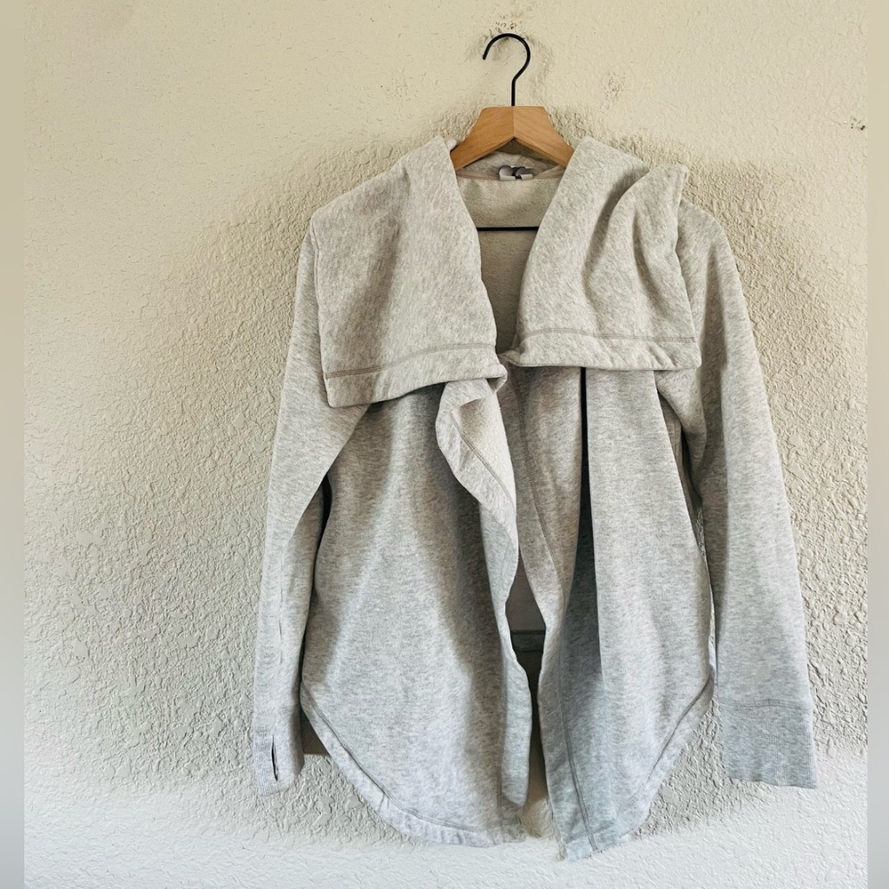 Z Supply Heather Grey Drape Open Sweatshirt
